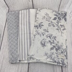 Cabbages & Roses London Kitchen Towel Set (3 Qty) Lavender Floral Stripes Dish